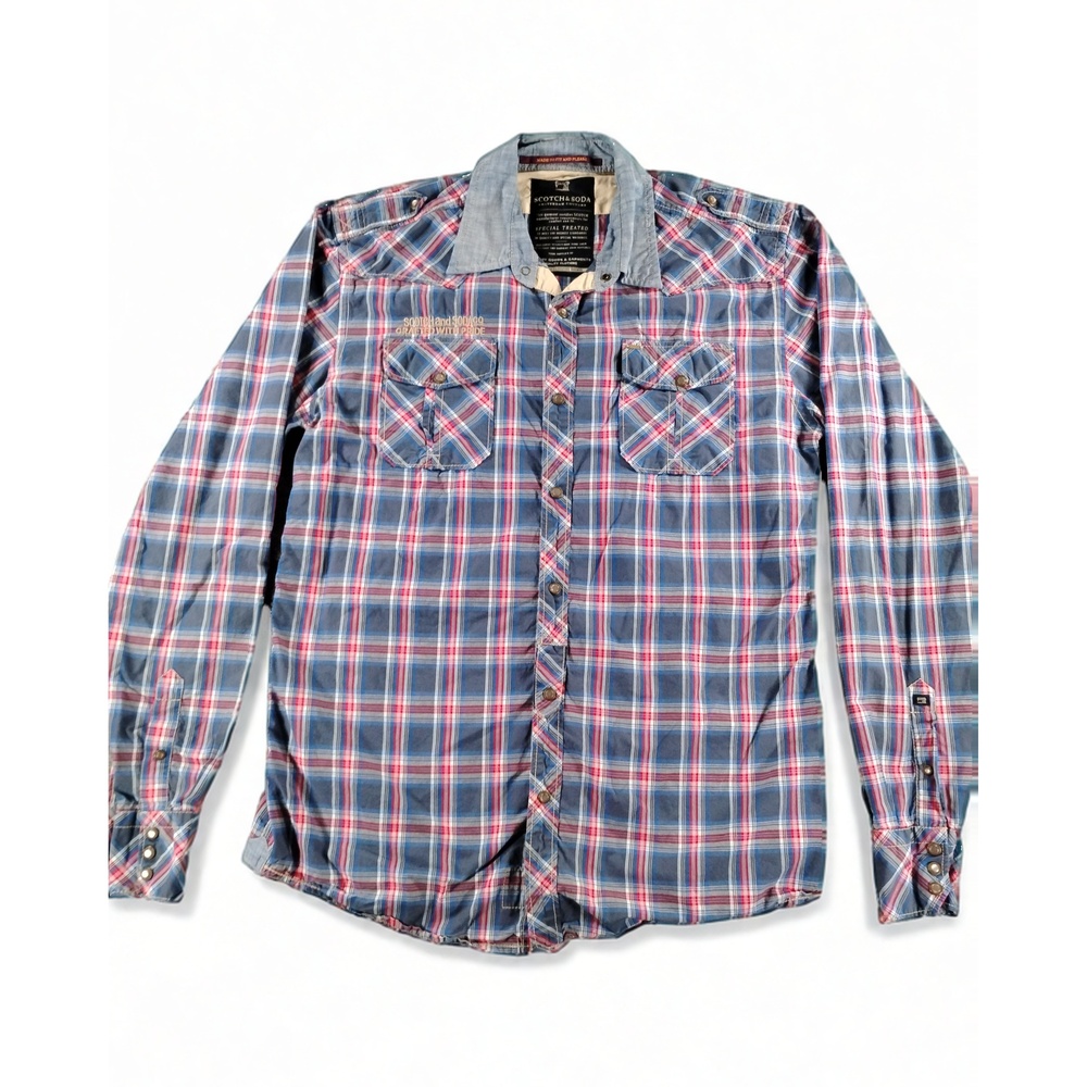 Scotch & Soda Plaid Button-Down Shirt Mens XL Long Sleeve Cotton Casual Workwear